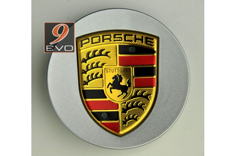 4 Centres De Roue Titane avec Couleur Ecusson Porsche (pièces d'origine  Porsche)